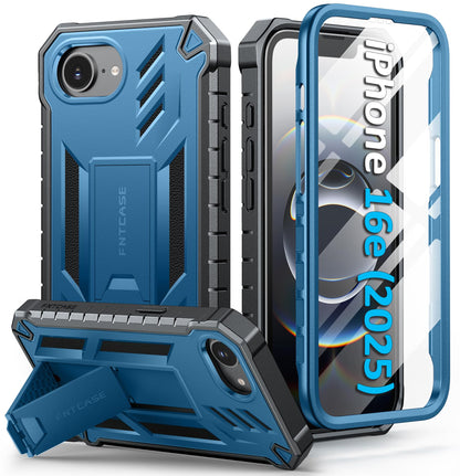 FNTCASE for iPhone 17e Case with Built-in Screen Protector and Kickstand