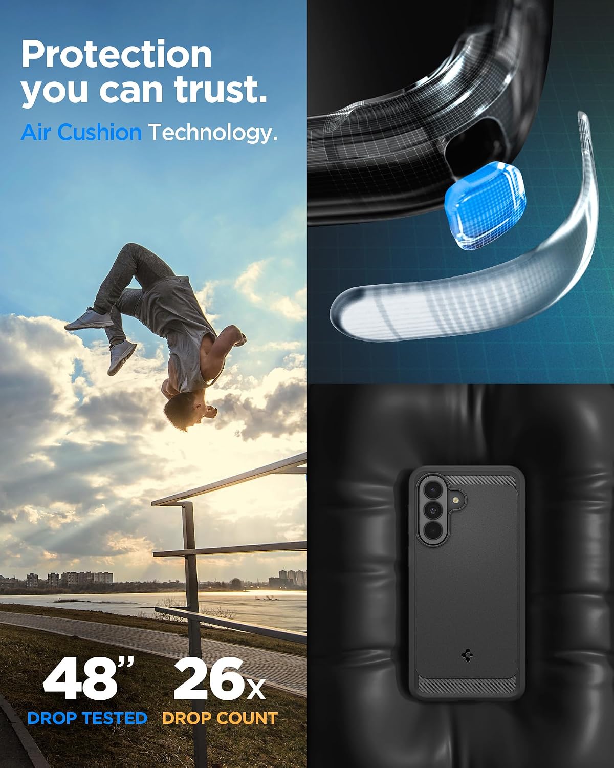 Spigen for Galaxy A37 5G Case, Rugged Armor [Military-Grade Protection] - Matte Black