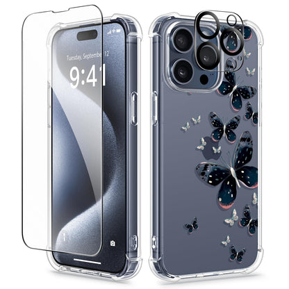 GVIEWIN for iPhone 14 Case Floral, Screen Protector & Camera Lens Protector