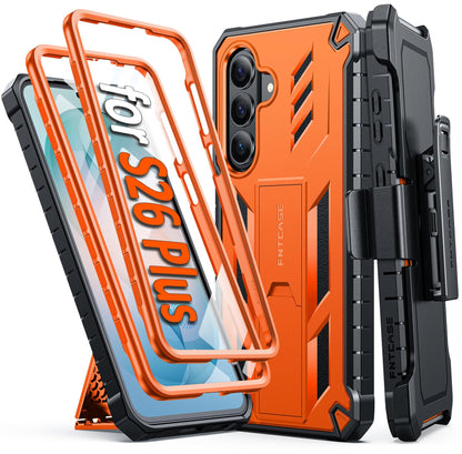 FNTCASE for Samsung Galaxy S25-FE Case with Belt Clip and Kickstand Black