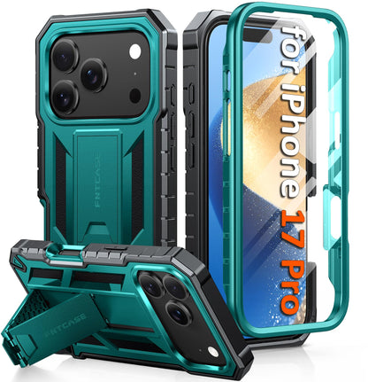 FNTCASE for iPhone 17e Case with Built-in Screen Protector and Kickstand