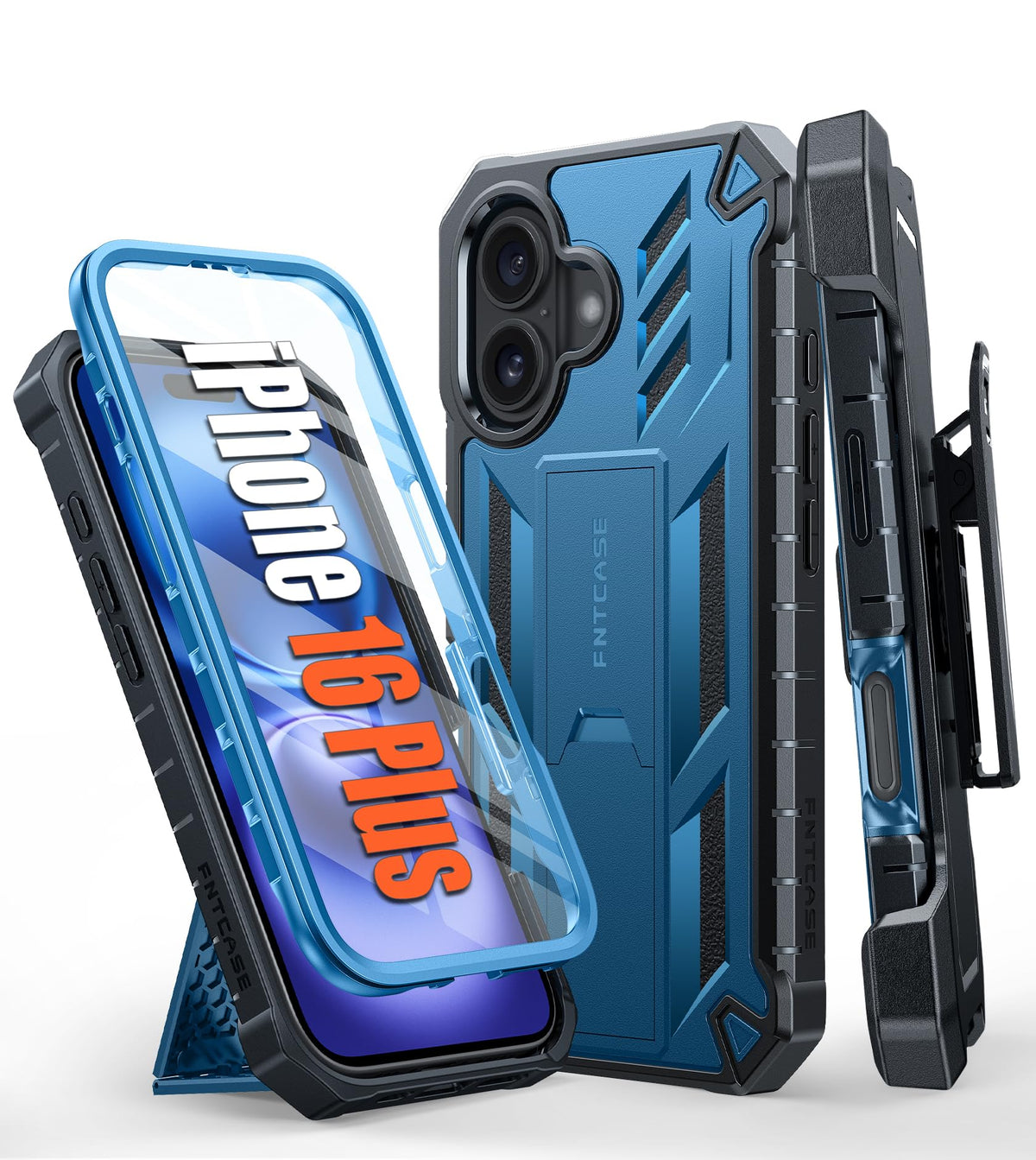 FNTCASE for iPhone 17e Case with Built-in Screen Protector and Kickstand