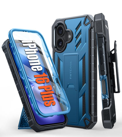 FNTCASE for iPhone 17e Case with Built-in Screen Protector and Kickstand