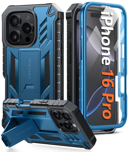 FNTCASE for iPhone 17e Case with Built-in Screen Protector and Kickstand