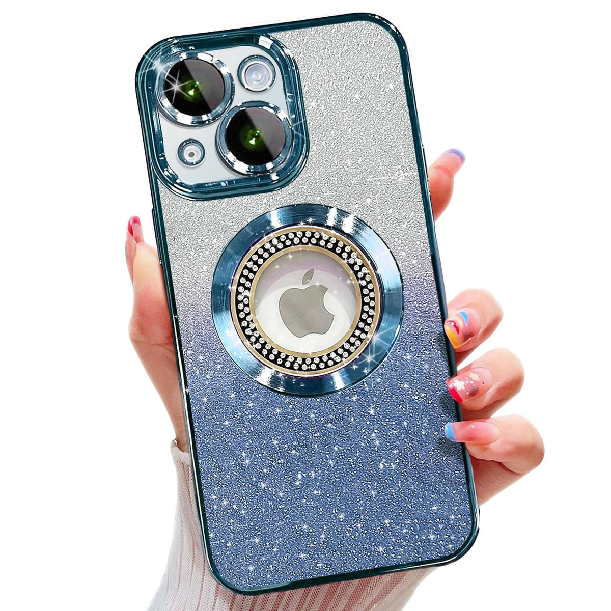 Misscase for iPhone 14 Magnetic Glitter Case Compatible with MagSafe,Full Protection Slim Shockproof Anti-Scratch Case with Camera Lens Protector Logo View Dust-Proof Net for Women Gold