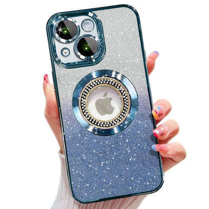 Misscase for iPhone 14 Magnetic Glitter Case Compatible with MagSafe,Full Protection Slim Shockproof Anti-Scratch Case with Camera Lens Protector Logo View Dust-Proof Net for Women Gold