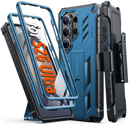 FNTCASE for Samsung Galaxy S25-FE Case with Belt Clip and Kickstand Black
