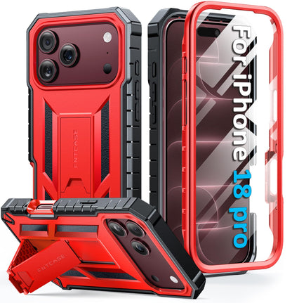 FNTCASE for iPhone 17e Case with Built-in Screen Protector and Kickstand