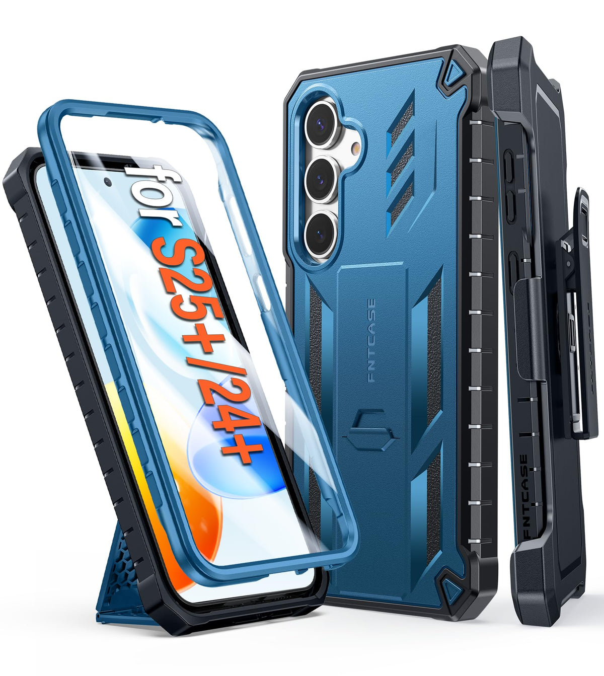 FNTCASE for Samsung Galaxy S25-FE Case with Belt Clip and Kickstand Black