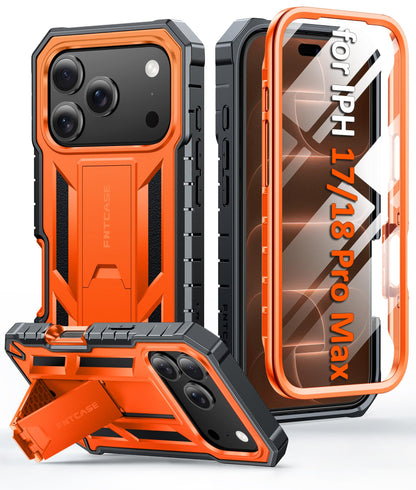 FNTCASE for iPhone 17e Case with Built-in Screen Protector and Kickstand