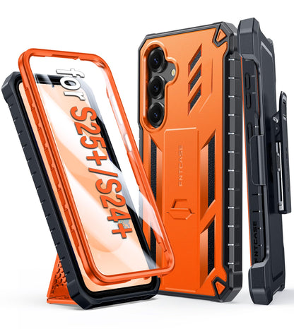 FNTCASE for Samsung Galaxy S25-FE Case with Belt Clip and Kickstand Black