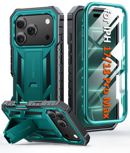 FNTCASE for iPhone 17e Case with Built-in Screen Protector and Kickstand