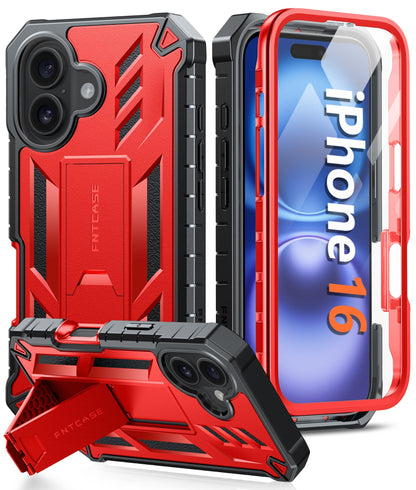 FNTCASE for iPhone 17e Case with Built-in Screen Protector and Kickstand