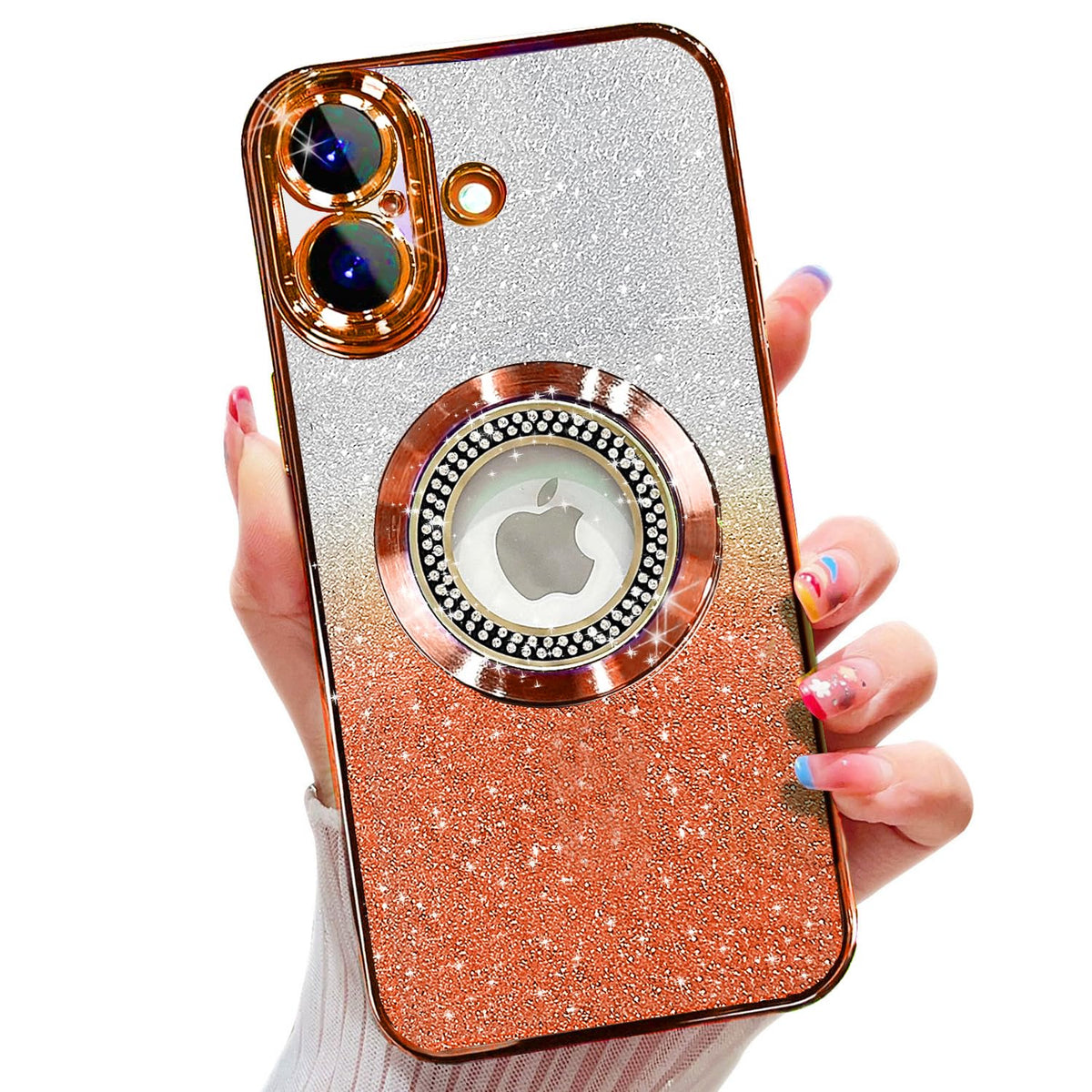 Misscase for iPhone 14 Magnetic Glitter Case Compatible with MagSafe,Full Protection Slim Shockproof Anti-Scratch Case with Camera Lens Protector Logo View Dust-Proof Net for Women Gold