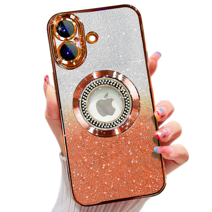 Misscase for iPhone 14 Magnetic Glitter Case Compatible with MagSafe,Full Protection Slim Shockproof Anti-Scratch Case with Camera Lens Protector Logo View Dust-Proof Net for Women Gold