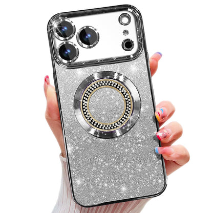 Misscase for iPhone 14 Magnetic Glitter Case Compatible with MagSafe,Full Protection Slim Shockproof Anti-Scratch Case with Camera Lens Protector Logo View Dust-Proof Net for Women Gold