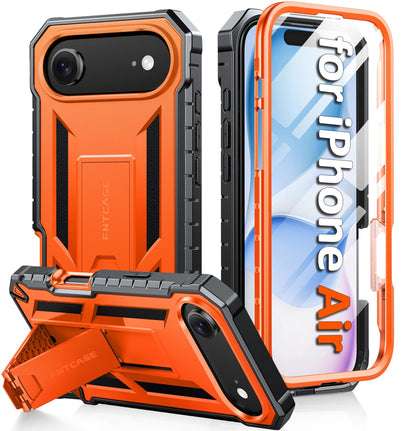 FNTCASE for iPhone 17e Case with Built-in Screen Protector and Kickstand