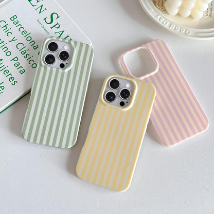 Yeddabox for iPhone 16 Pro Case Cute Striped Phone Case Soft TPU Slim Shockproof Phone Cover for Women Girls, Pink and Yellow